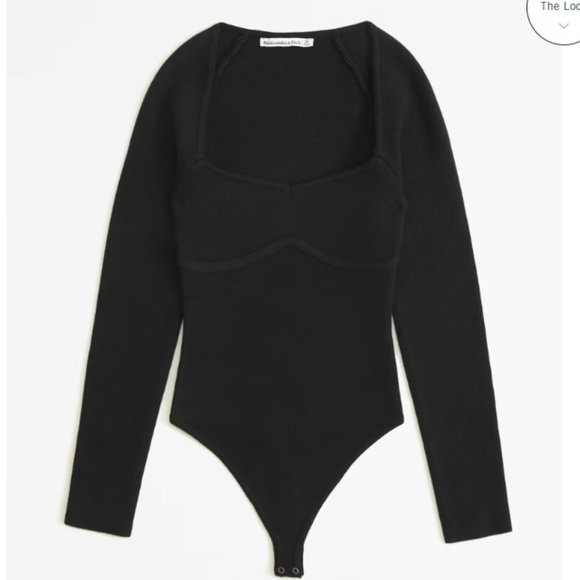 Abercrombie & Fitch Long Sleeve Sweetheart Sweater Knit Rib Bodysuit - Picture 1 of 7